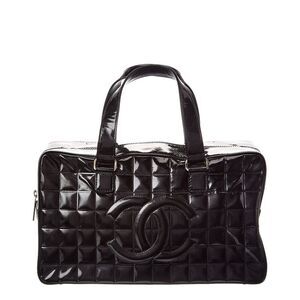 Chanel Black Quilted Patent Leather Chocolate Bar (Authentic Pre-Loved)